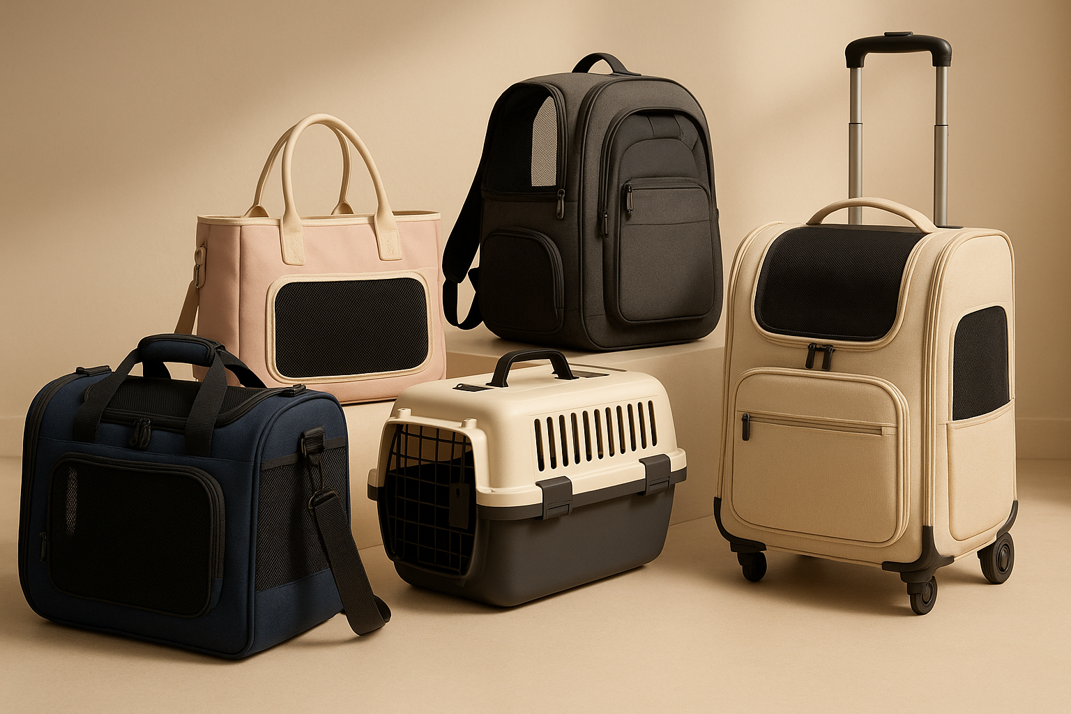 3D IMAGE FEATURING DIFFERENT TYPES OF PET BAGS AND CARRIERS