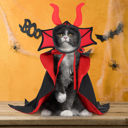 Halloween Pet Vampire Cloak & Hat Costume – Cute Holiday Outfit for Dogs & Cats
